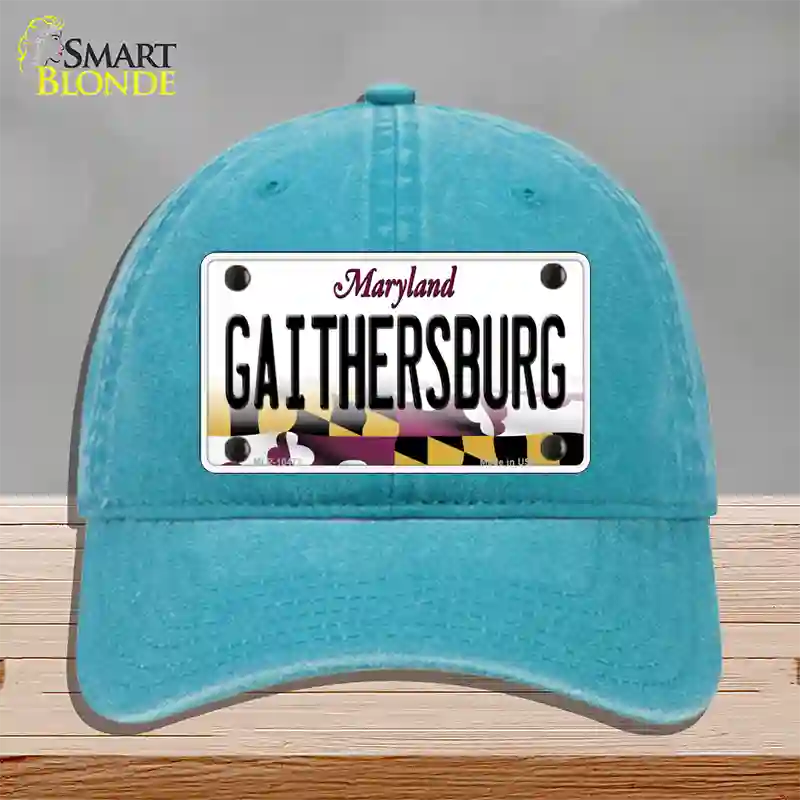 Gaithersburg Maryland Novelty License Plate Hat Unconstructed Cotton / Lake Blue