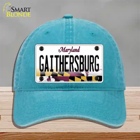 Gaithersburg Maryland Novelty License Plate Hat Unconstructed Cotton / Lake Blue