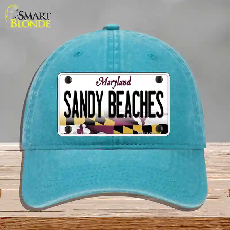 Sandy Beaches Maryland Novelty License Plate Hat Unconstructed Cotton / Lake Blue