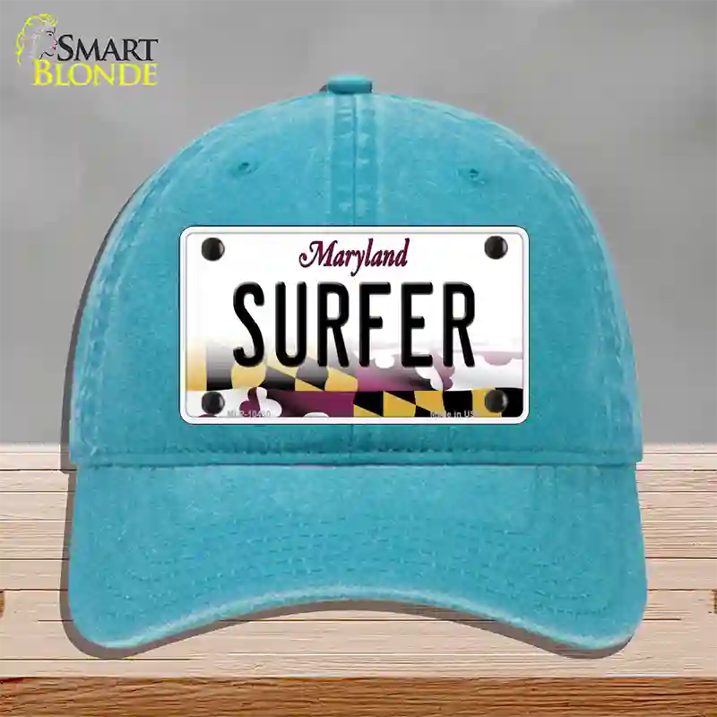 Surfer Maryland Novelty License Plate Hat Unconstructed Cotton / Lake Blue