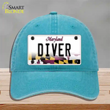 Diver Maryland Novelty License Plate Hat Unconstructed Cotton / Lake Blue