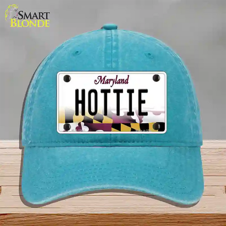 Hottie Maryland Novelty License Plate Hat Unconstructed Cotton / Lake Blue