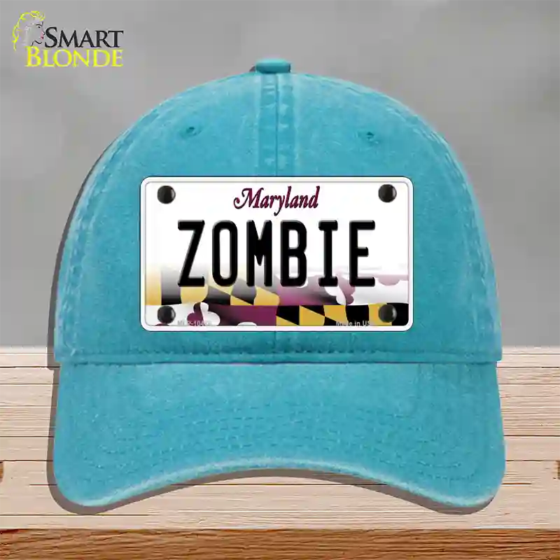 Zombie Maryland Novelty License Plate Hat Unconstructed Cotton / Lake Blue