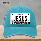 Jesus Maryland Novelty License Plate Hat Unconstructed Cotton / Lake Blue