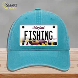 Fishing Maryland Novelty License Plate Hat Unconstructed Cotton / Lake Blue