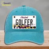 Golfer Maryland Novelty License Plate Hat Unconstructed Cotton / Lake Blue