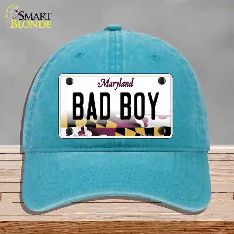 Bad Boy Maryland Novelty License Plate Hat Unconstructed Cotton / Lake Blue