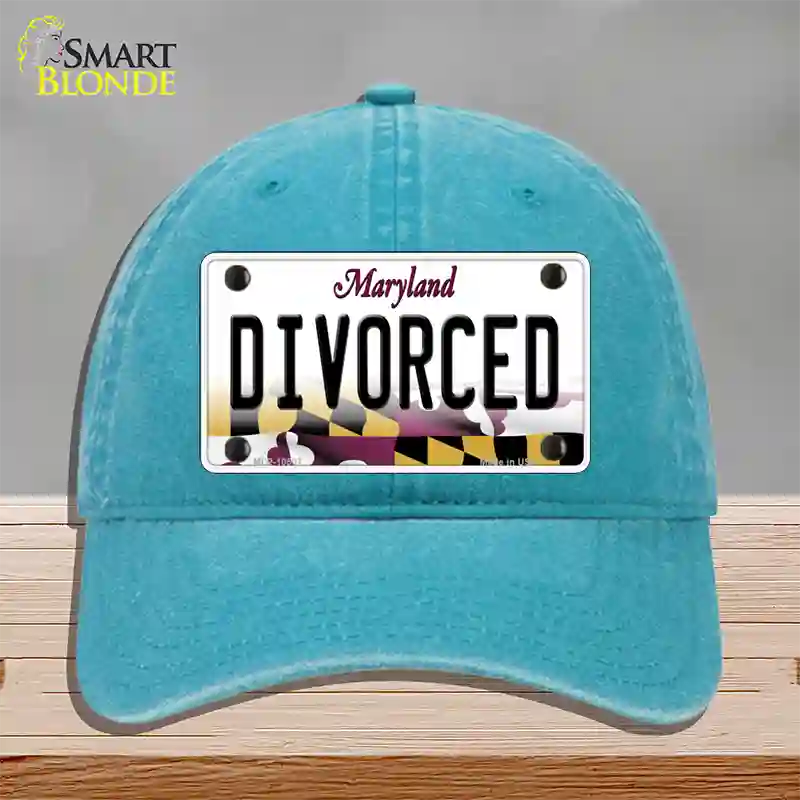 Divorced Maryland Novelty License Plate Hat Unconstructed Cotton / Lake Blue