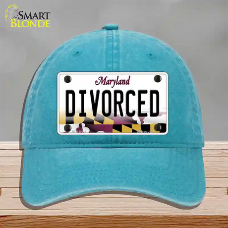 Divorced Maryland Novelty License Plate Hat Unconstructed Cotton / Lake Blue