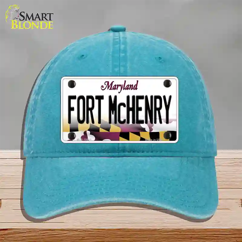 Fort McHenry Maryland Novelty License Plate Hat Unconstructed Cotton / Lake Blue