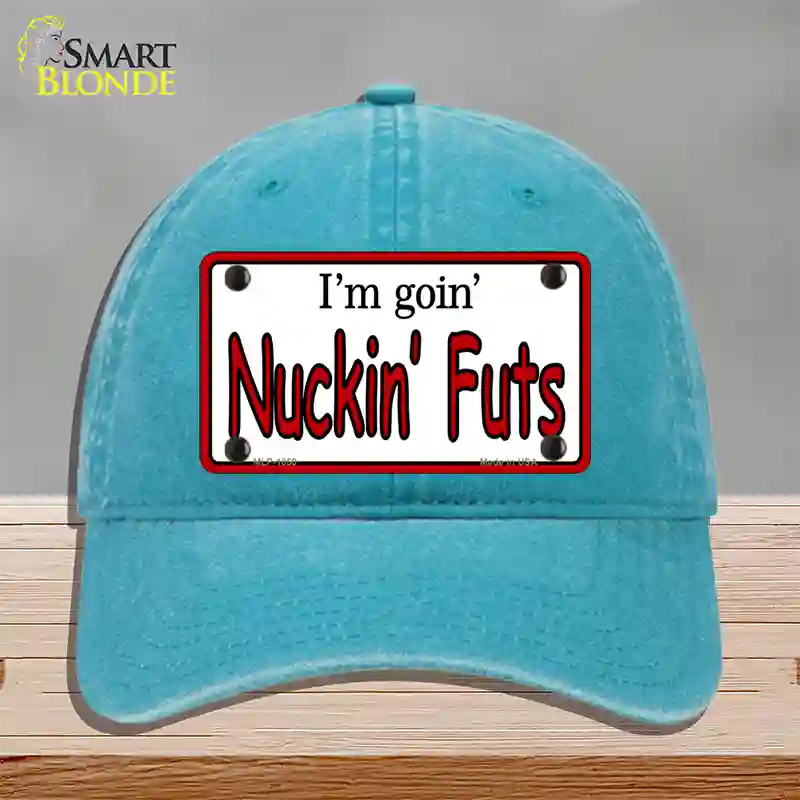 Im Goin Nuckin Futs Novelty License Plate Hat Unconstructed Cotton / Lake Blue