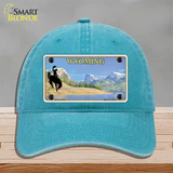 Wyoming Blank Novelty License Plate Hat Unconstructed Cotton / Lake Blue