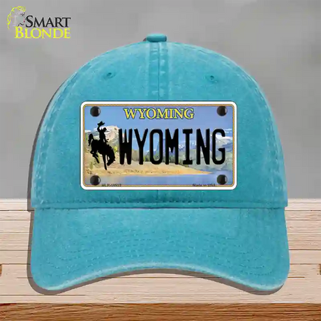 Wyoming Tag Novelty License Plate Hat Unconstructed Cotton / Lake Blue