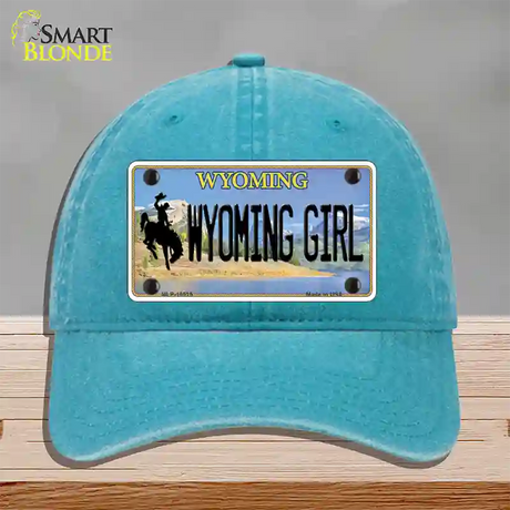 Wyoming Girl Novelty License Plate Hat Unconstructed Cotton / Lake Blue