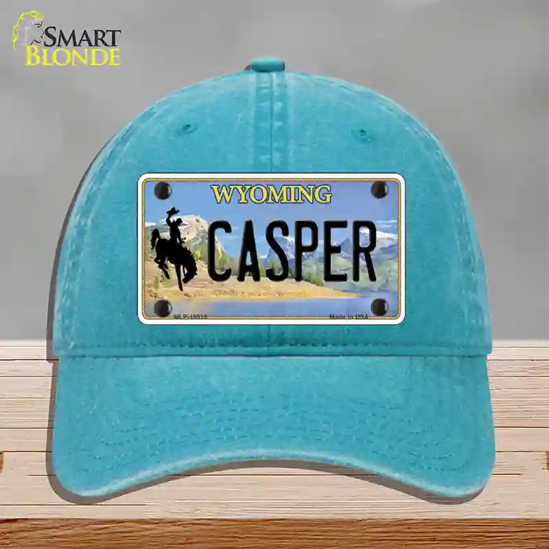 Casper Wyoming Novelty License Plate Hat Unconstructed Cotton / Lake Blue