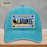 Laramie Wyoming Novelty License Plate Hat Unconstructed Cotton / Lake Blue