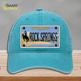 Rock Springs Wyoming Novelty License Plate Hat Unconstructed Cotton / Lake Blue