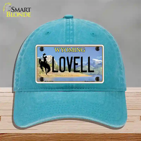 Lovell Wyoming Novelty License Plate Hat Unconstructed Cotton / Lake Blue