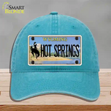 Hot Springs Wyoming Novelty License Plate Hat Unconstructed Cotton / Lake Blue