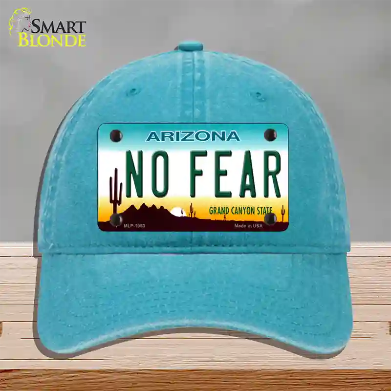 No Fear Arizona Novelty License Plate Hat Unconstructed Cotton / Lake Blue