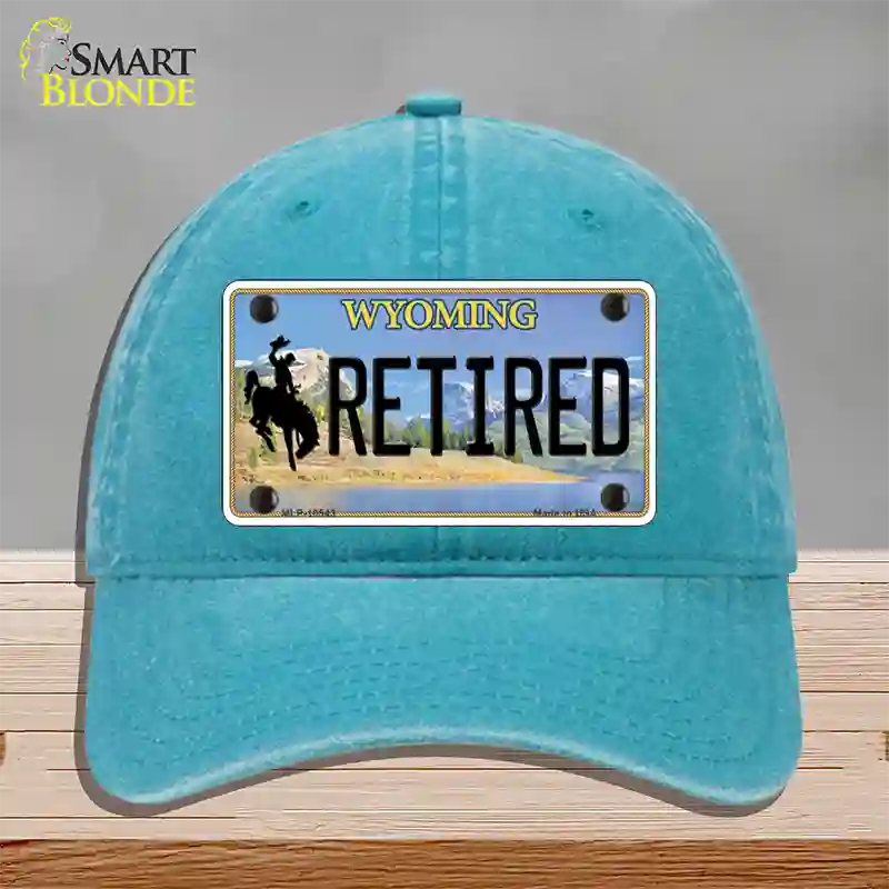 Retired Wyoming Novelty License Plate Hat Unconstructed Cotton / Lake Blue