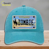 Zombie Wyoming Novelty License Plate Hat Unconstructed Cotton / Lake Blue