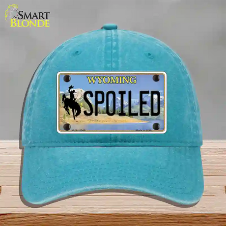 Spoiled Wyoming Novelty License Plate Hat Unconstructed Cotton / Lake Blue