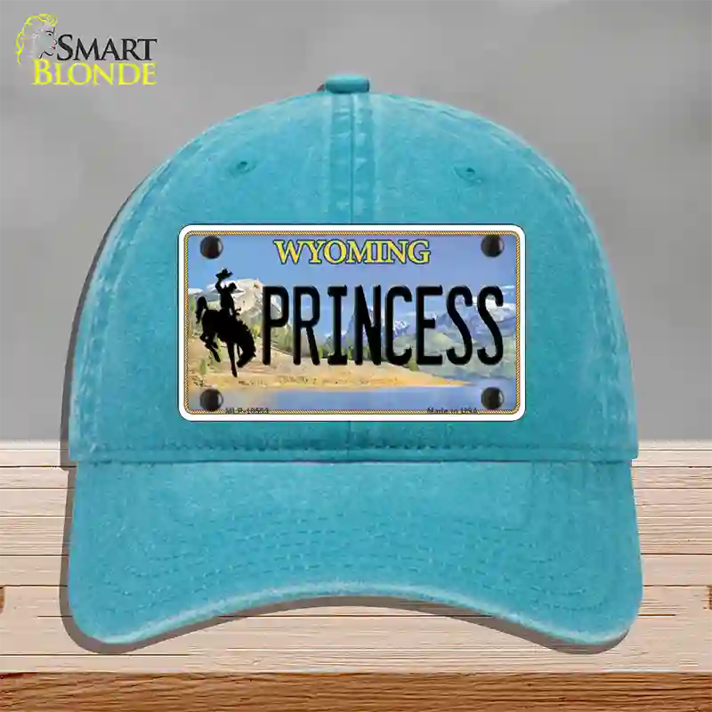 Princess Wyoming Novelty License Plate Hat Unconstructed Cotton / Lake Blue