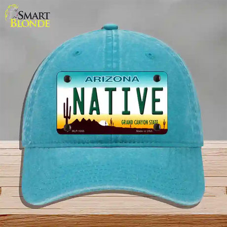 Native Arizona Novelty License Plate Hat Unconstructed Cotton / Lake Blue