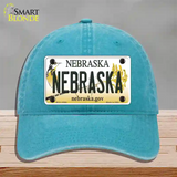 Nebraska Gov Novelty License Plate Hat Unconstructed Cotton / Lake Blue