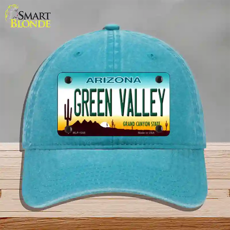 Green Valley Arizona Novelty License Plate Hat Unconstructed Cotton / Lake Blue