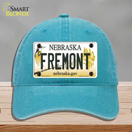 Fremont Nebraska Novelty License Plate Hat Unconstructed Cotton / Lake Blue