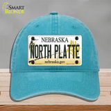 North Platte Nebraska Novelty License Plate Hat Unconstructed Cotton / Lake Blue