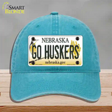 Go Huskers Nebraska Novelty License Plate Hat Unconstructed Cotton / Lake Blue