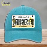 Cornhuskers Fan Nebraska Novelty License Plate Hat Unconstructed Cotton / Lake Blue