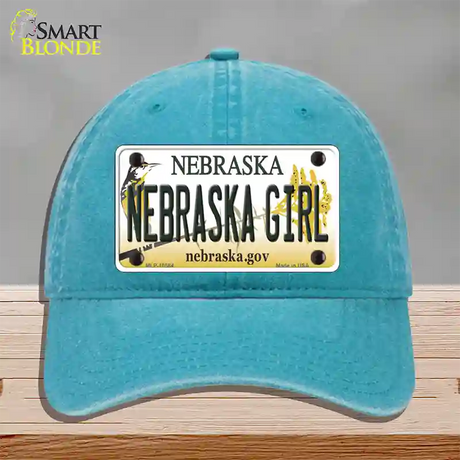 Nebraska Girl Novelty License Plate Hat Unconstructed Cotton / Lake Blue