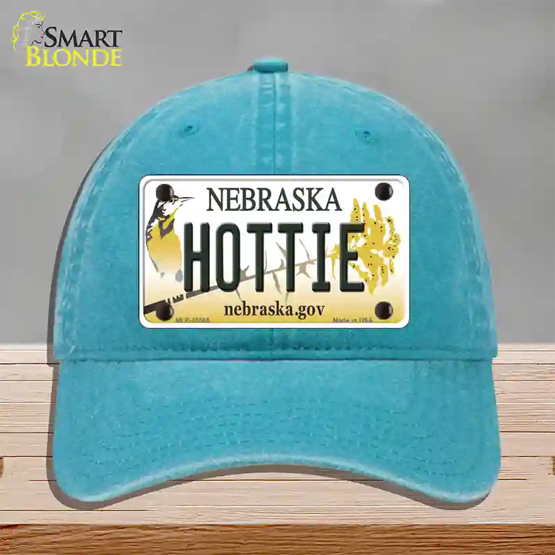 Hottie Nebraska Novelty License Plate Hat Unconstructed Cotton / Lake Blue