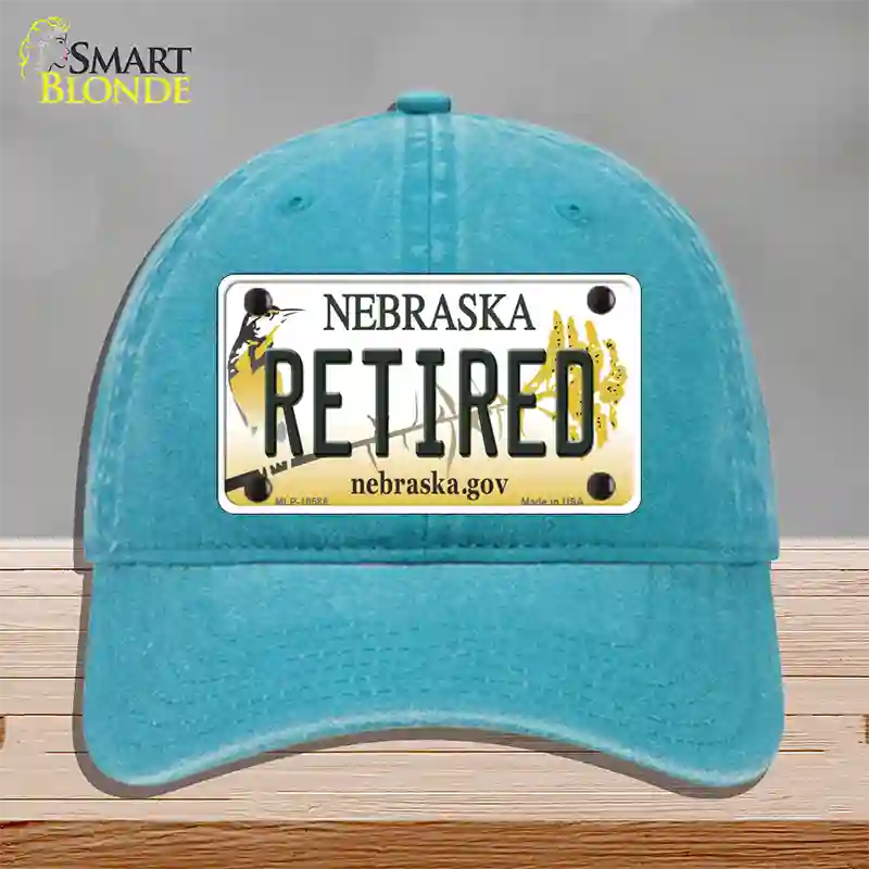 Retired Nebraska Novelty License Plate Hat Unconstructed Cotton / Lake Blue