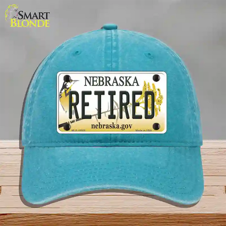 Retired Nebraska Novelty License Plate Hat Unconstructed Cotton / Lake Blue