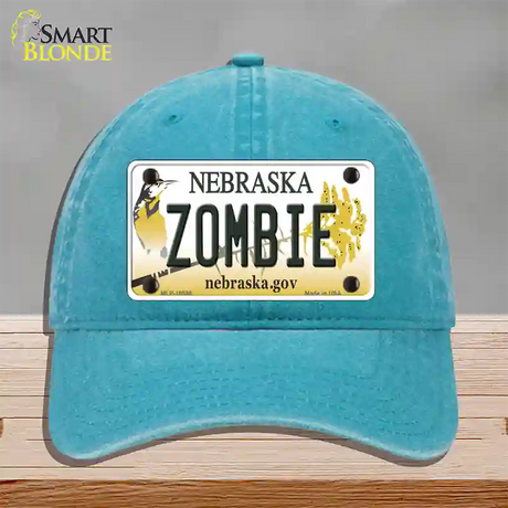 Zombie Nebraska Novelty License Plate Hat Unconstructed Cotton / Lake Blue