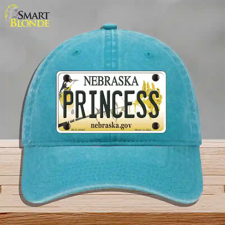 Princess Nebraska Novelty License Plate Hat Unconstructed Cotton / Lake Blue