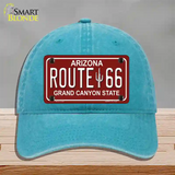 Route 66 Arizona Red Novelty License Plate Hat Unconstructed Cotton / Lake Blue