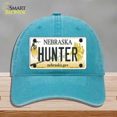 Hunter Nebraska Novelty License Plate Hat Unconstructed Cotton / Lake Blue