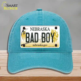 Bad Boy Nebraska Novelty License Plate Hat Unconstructed Cotton / Lake Blue