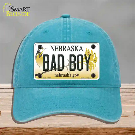 Bad Boy Nebraska Novelty License Plate Hat Unconstructed Cotton / Lake Blue