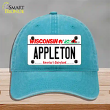 Appleton Wisconsin Novelty License Plate Hat Unconstructed Cotton / Lake Blue