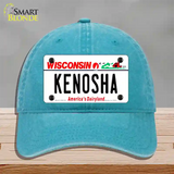 Kenosha Wisconsin Novelty License Plate Hat Unconstructed Cotton / Lake Blue