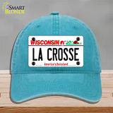 La Crosse Wisconsin Novelty License Plate Hat Unconstructed Cotton / Lake Blue