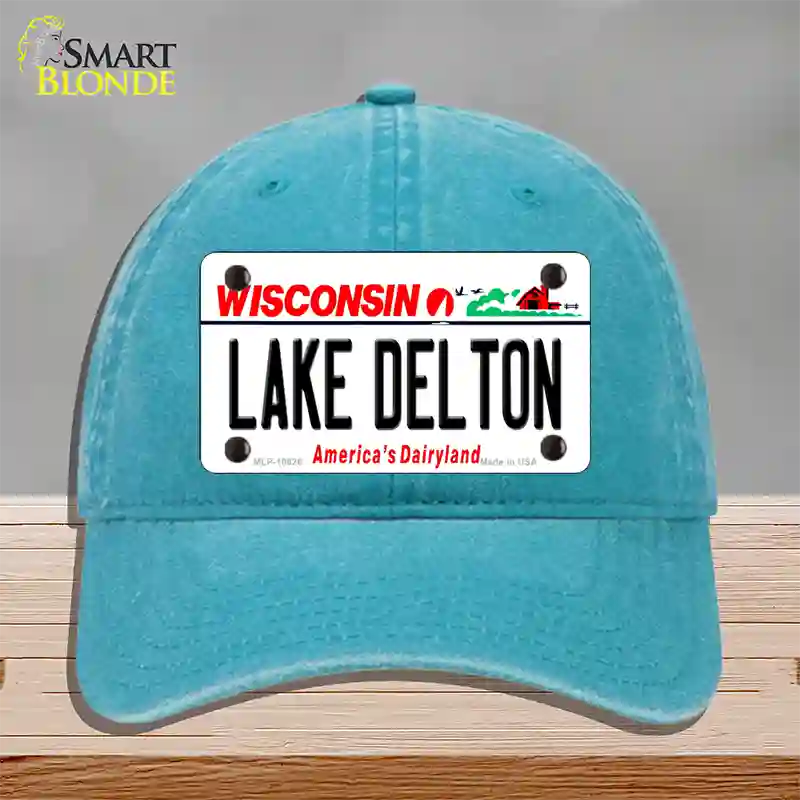 Lake Dalton Wisconsin Novelty License Plate Hat Unconstructed Cotton / Lake Blue