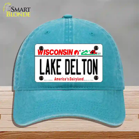 Lake Dalton Wisconsin Novelty License Plate Hat Unconstructed Cotton / Lake Blue